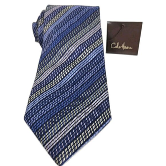 Cole Haan Necktie Mens Blue Striped Multicolor Tie Silk Italy New - Picture 2 of 8